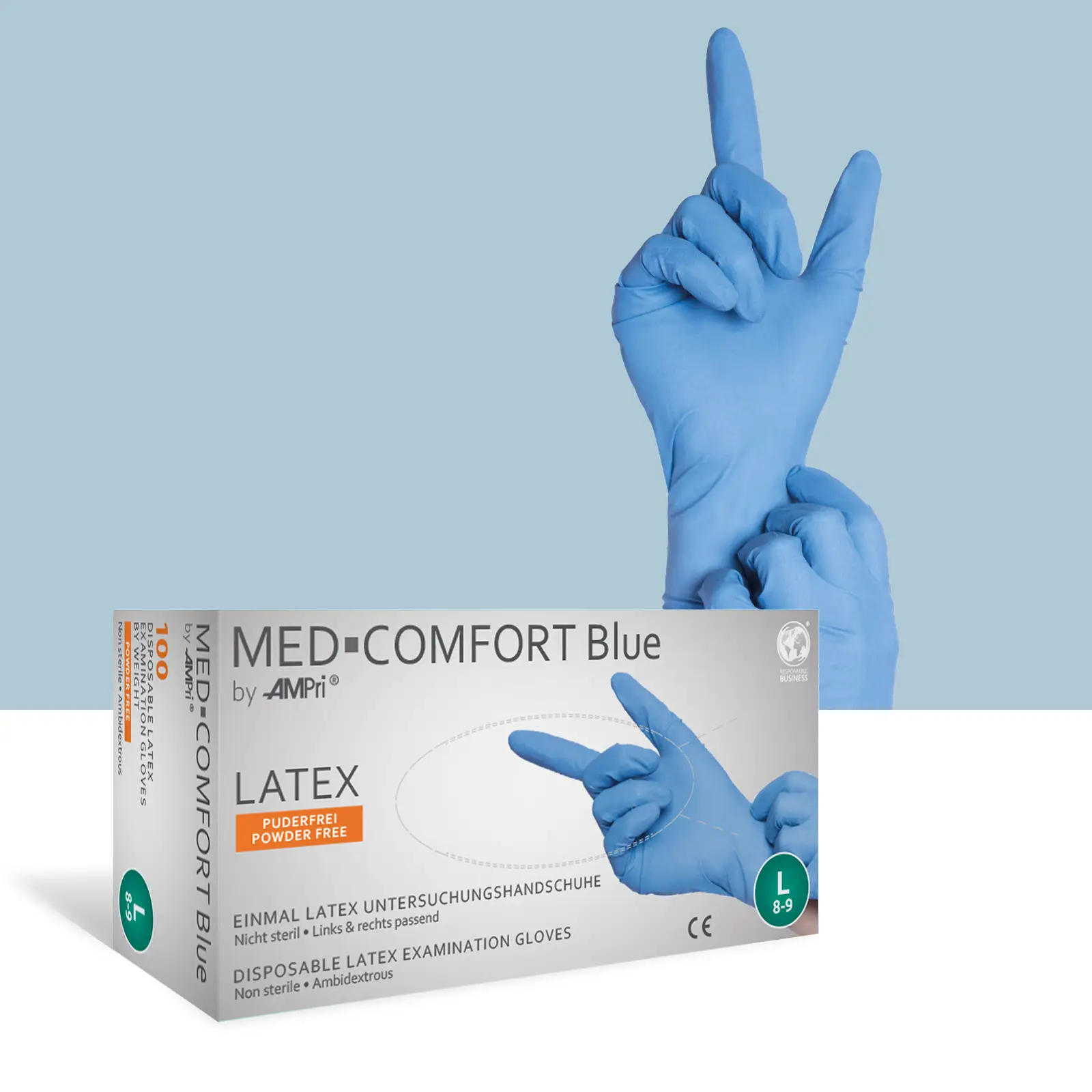 Rukavice Med Comfort Blue lateks 100/1- 01113
