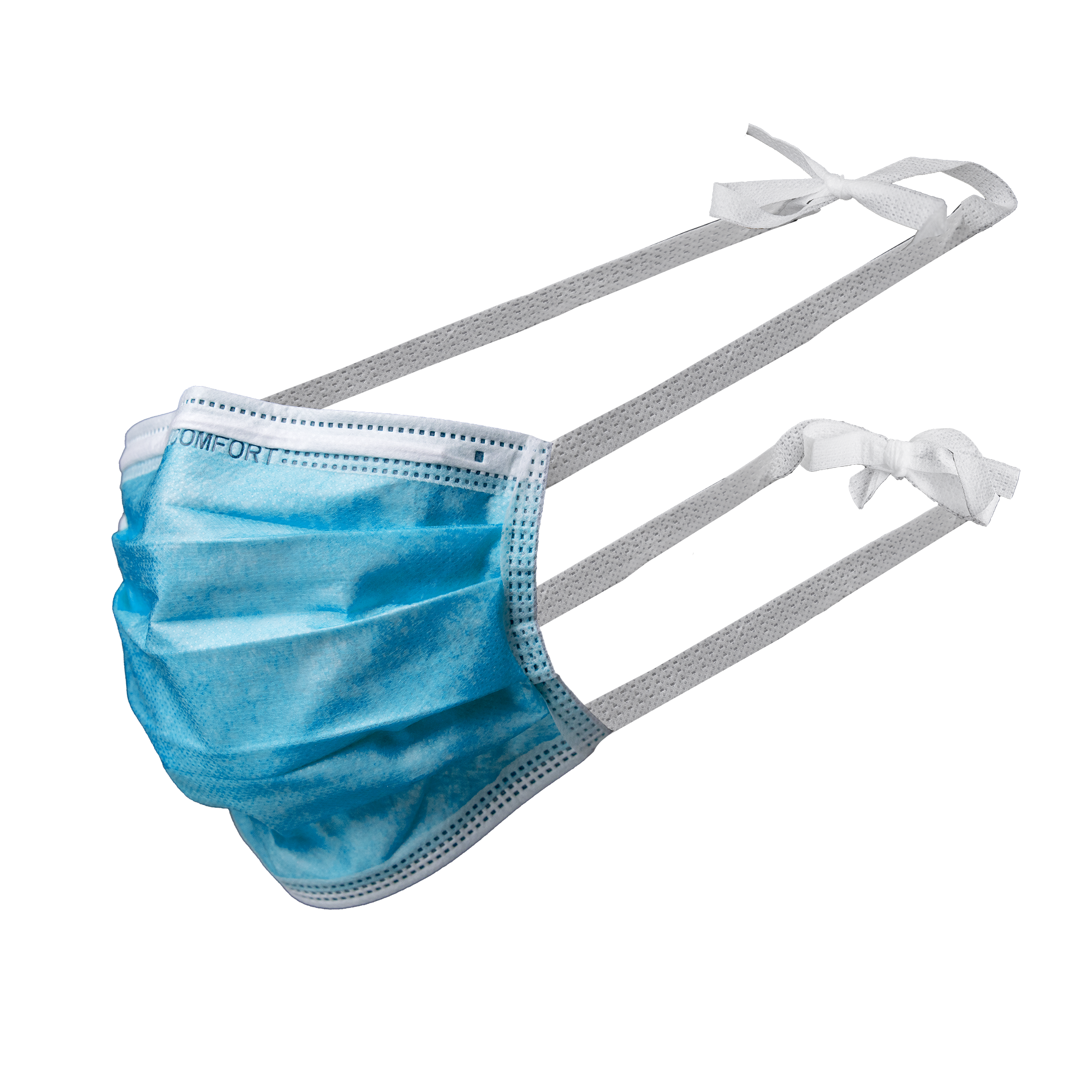 02101-B Maska Med Comfort 3-slojna na vezanje 50/1 plava