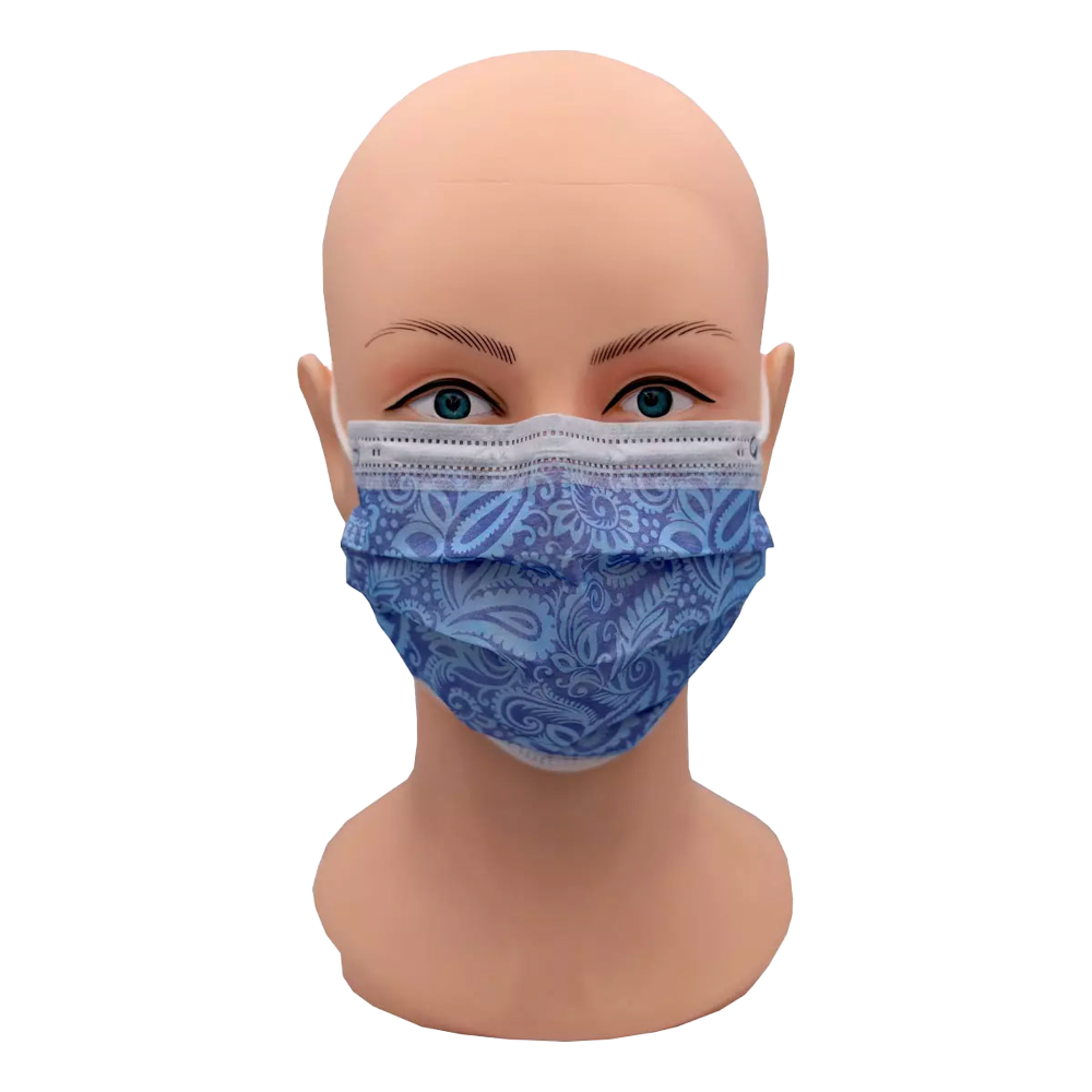 02420-DB Maska Style 3-slojna 50/1 tamnoplava cvjetići