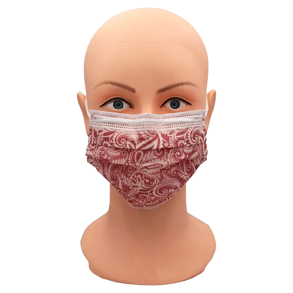 02420-WR Maska Style 3-slojna 50/1 bordo cvjetići