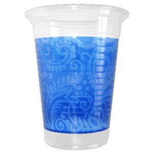 09030-1000-DB  50/1 MC Čaša jedn.za piće 180 ml transp. plava  s cvjetovima 50/1