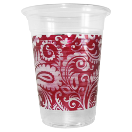 09030-1000-WR  50/1 MC Čaša jedn.za piće 180 ml transp. bordo s cvjetovima 50/1