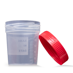 L-09184-R-100 MC Čaša urinska crvena s poklopcem 100/1